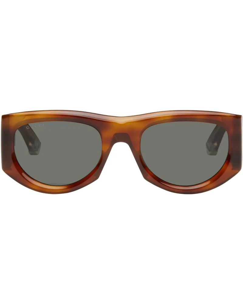Gucci Brown Rectangular-Frame Sunglasses 006