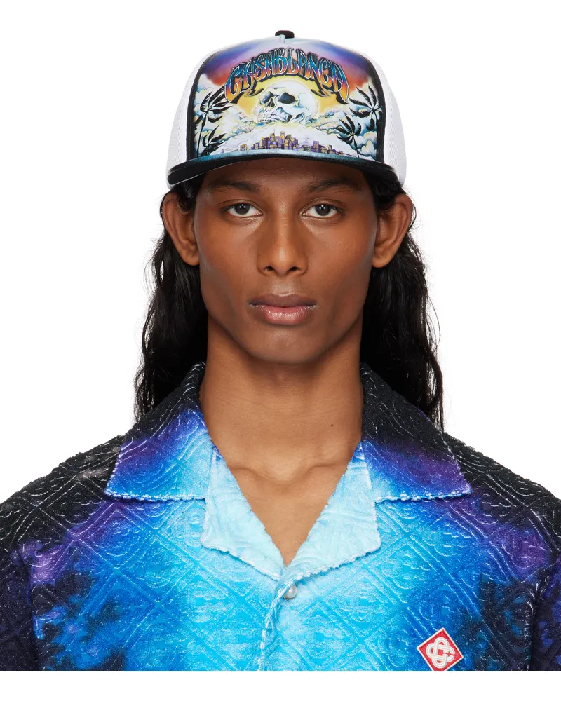 Casablanca Paris Black & White 'La Prémonition' Printed Trucker Cap La