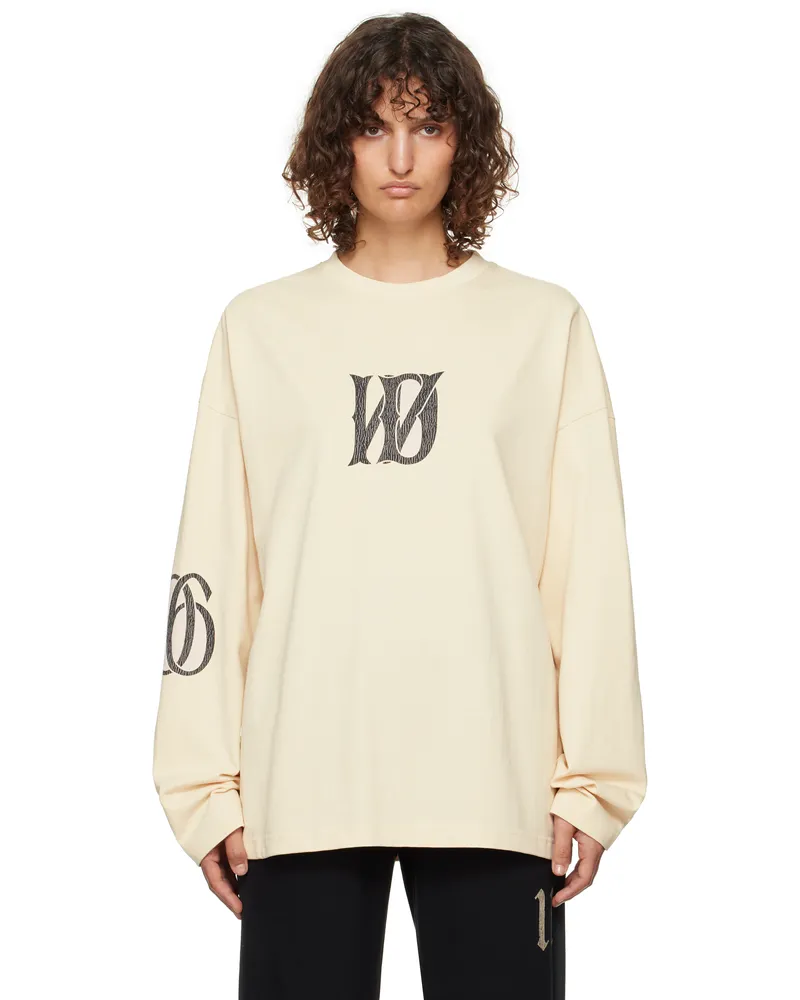 WE 11 DONE Beige Letter Logo Print Long-Sleeved T-shirt Beige