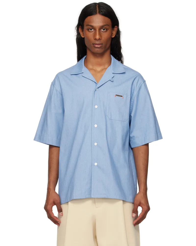 Marni Blue Denim Bowling Shirt 00b50