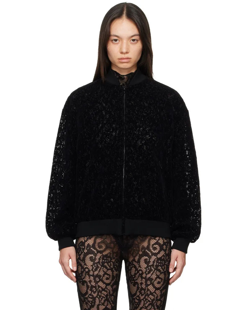 Moschino Black Lace Bomber Jacket 0555