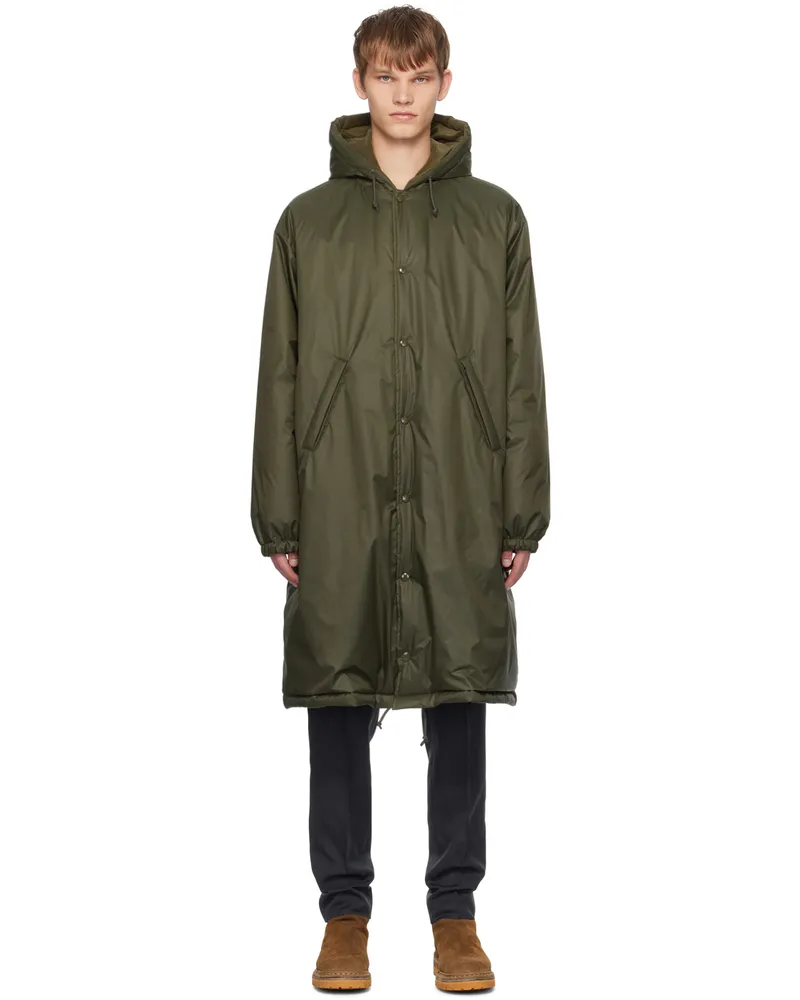 Undercover Green Press-Stud Down Jacket Khaki