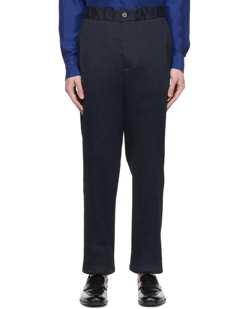 Giorgio Armani Navy Cotton Trousers Ubwf