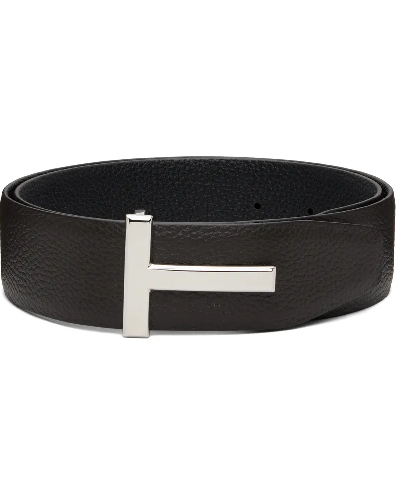 Tom Ford Brown & Black Reversible T Icon Belt 3bn06brown