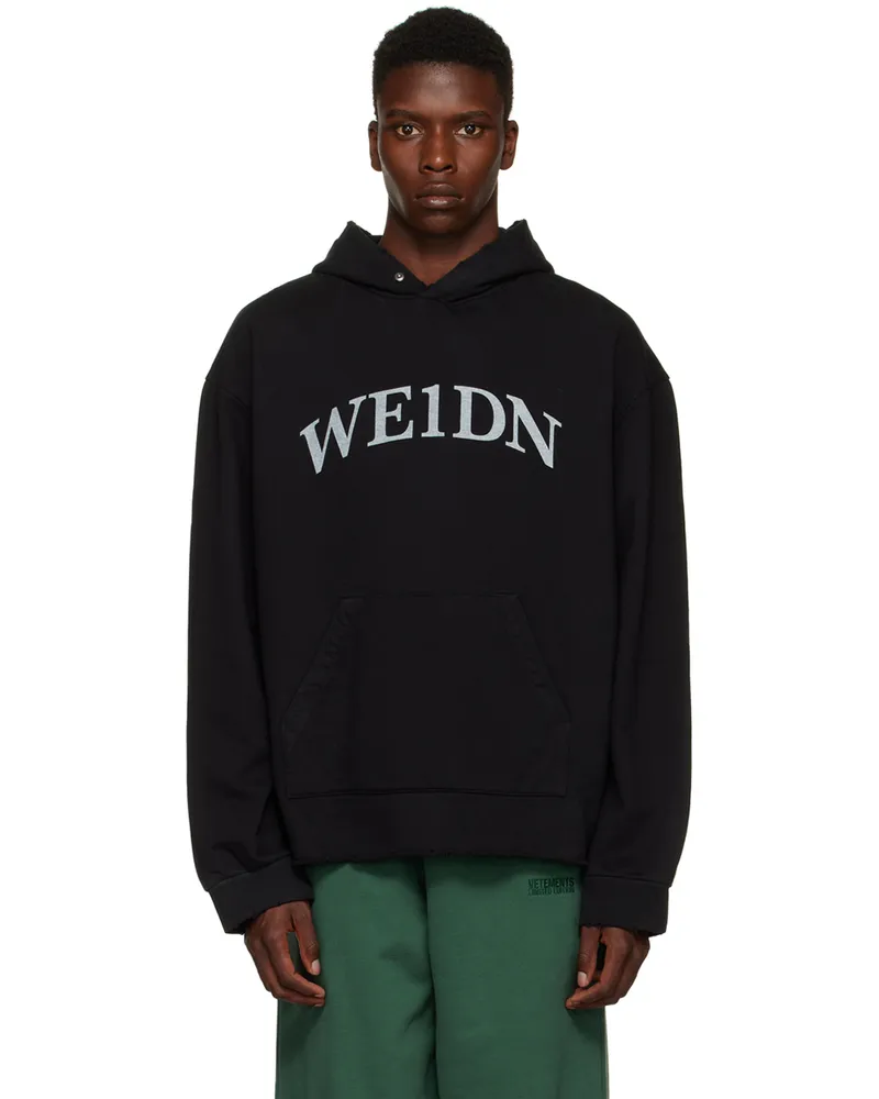WE 11 DONE Black Distressed Hoodie Black