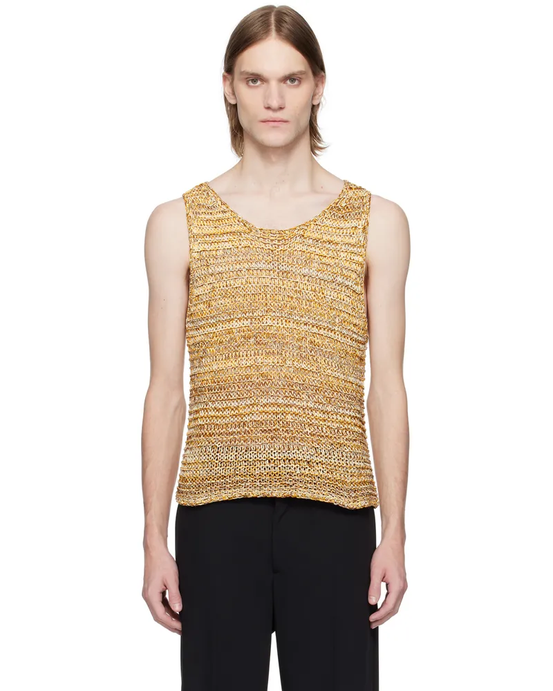 CMMN SWDN Yellow Tigran Loose-Knit Tank Top Yellow