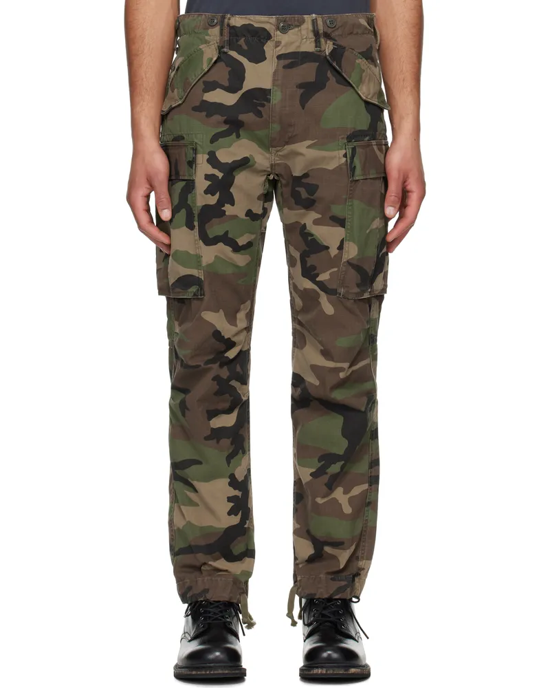 RRL Khaki Regiment Camo Ripstop Cargo Pants Woodland