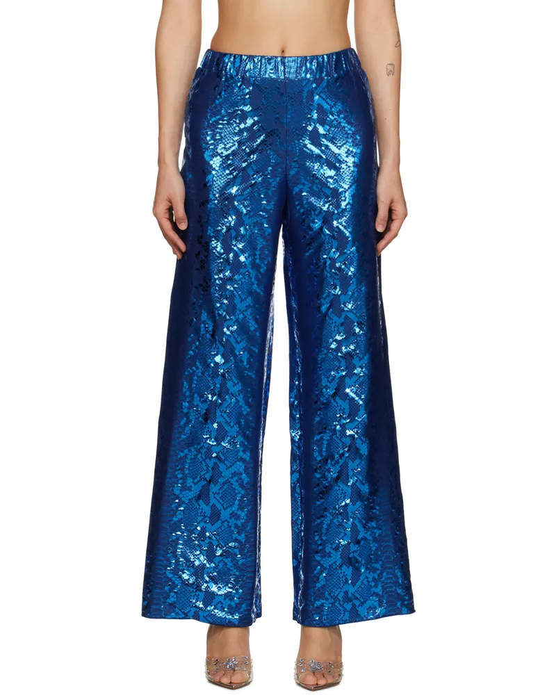 Oséree Blue Python Trousers Blue