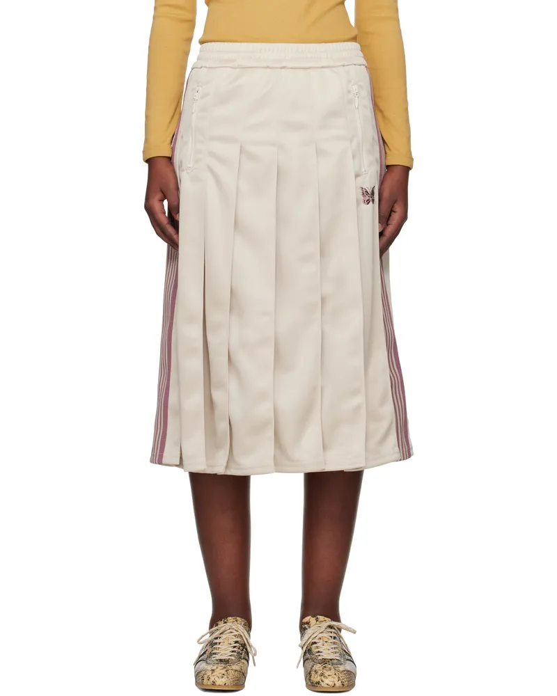 NEEDLES Off-White Pleated Track Midi Skirt A-ivory