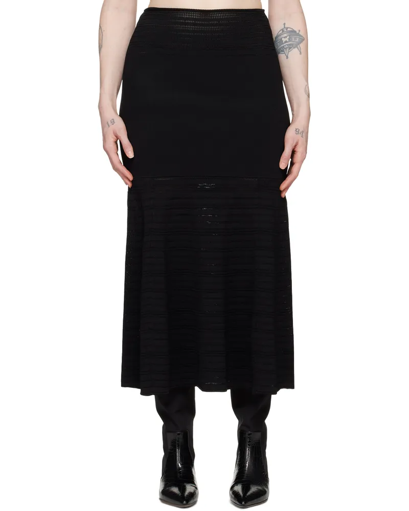 Victoria Beckham Black Fit & Flare Midi Skirt Black