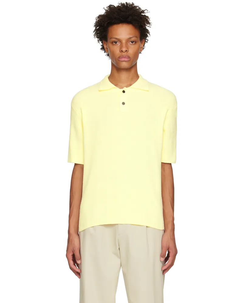 SOLID HOMME Yellow Ribbed Polo 528y