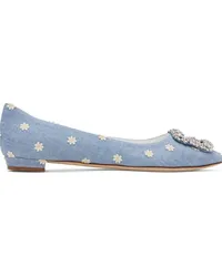 Manolo Blahnik Blue Hangisiflat Ballerina Flats 942w