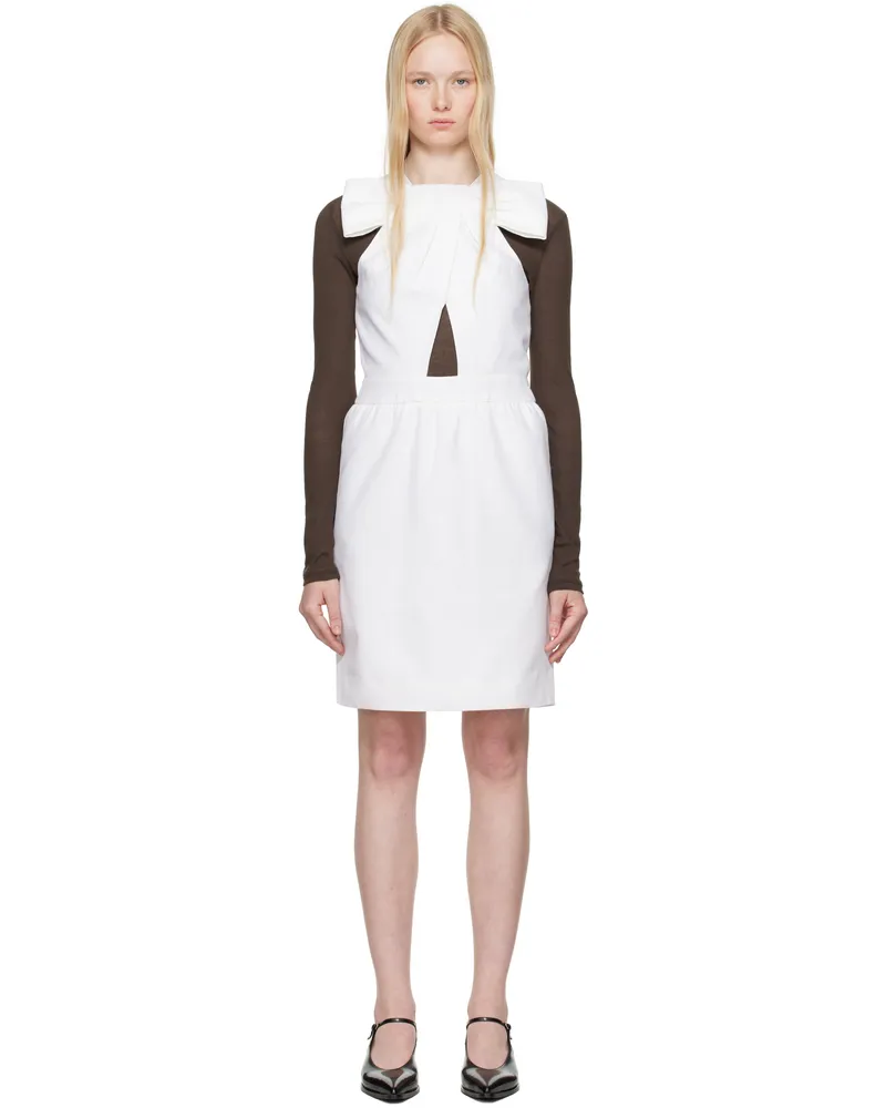 SHUSHU/TONG White Bow Decorated Cutout Minidress Wh100