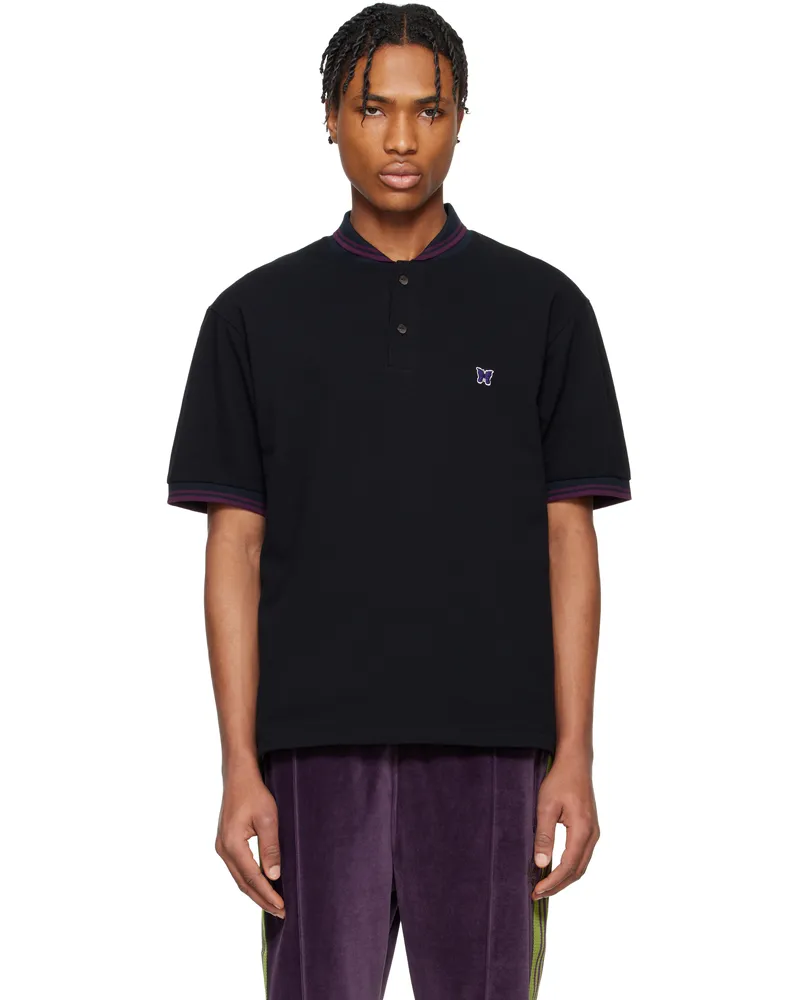 NEEDLES Black Shawl Collar Polo C-black