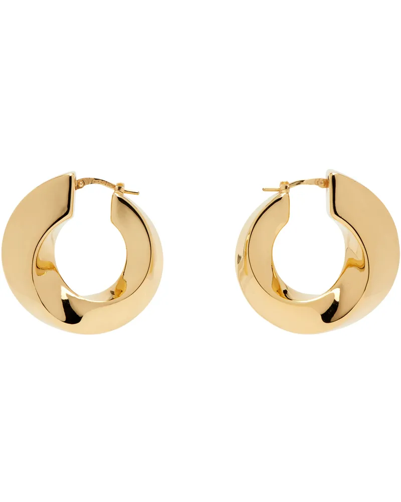 Bottega Veneta Gold Twist Hoop Earrings Yellow