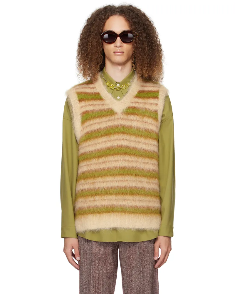 Marni Beige Striped Vest Light