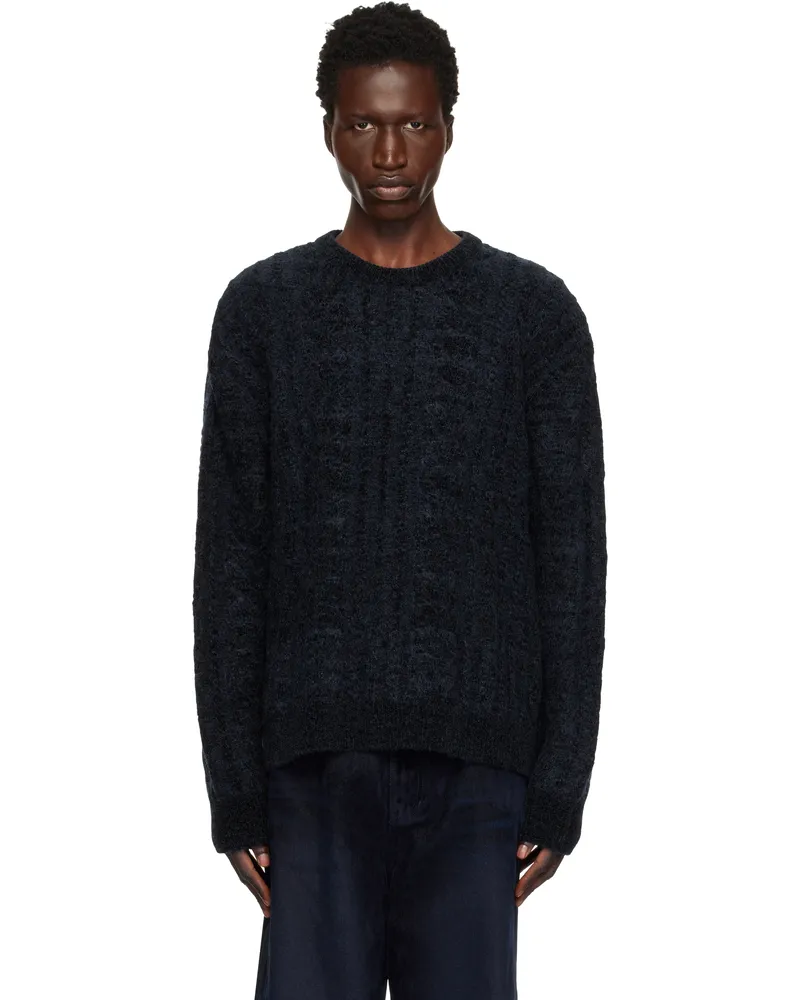 Wooyoungmi Navy Cable Sweater 516n