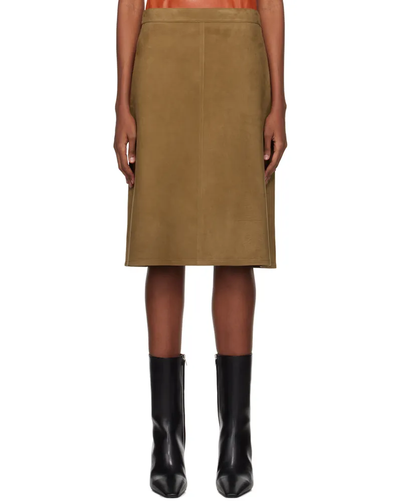 Ferragamo Brown A-Line Midi Skirt 001