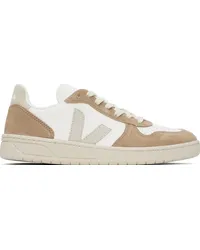 VEJA White & Brown V-10 Leather Sneakers Extra-wht_natural_sa