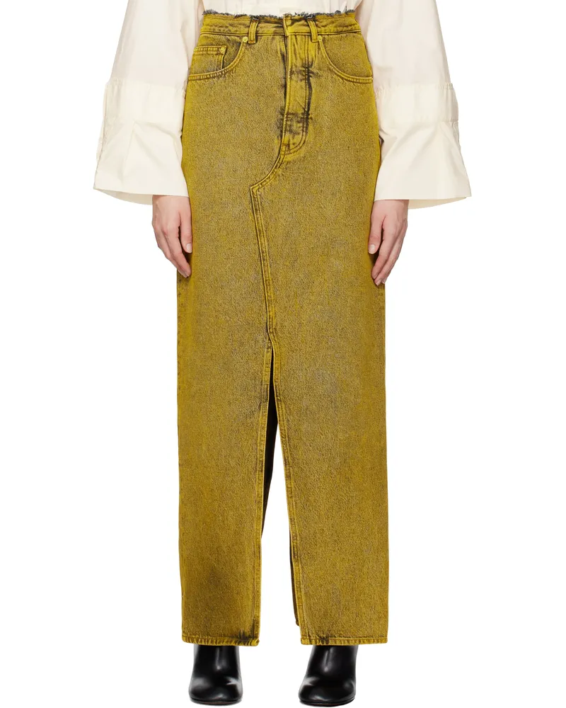 Maison Margiela Yellow Long Denim Maxi Skirt 961