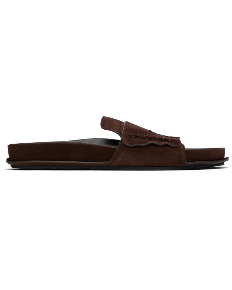 Jacquemus Brown Suede Loafer Sandals 880