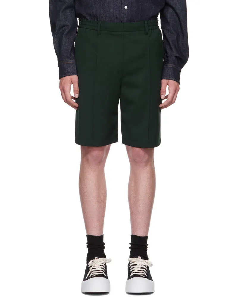 AMI Paris Green Wool Shorts Vert