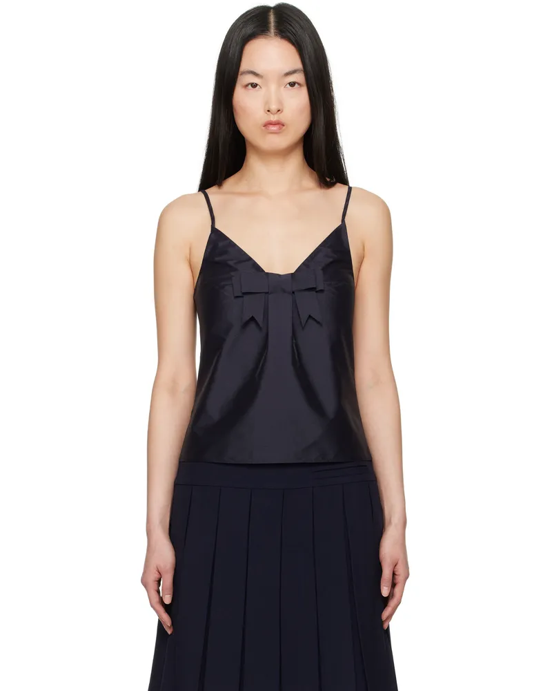 SHUSHU/TONG Navy Bow Tie Sling Top Na100