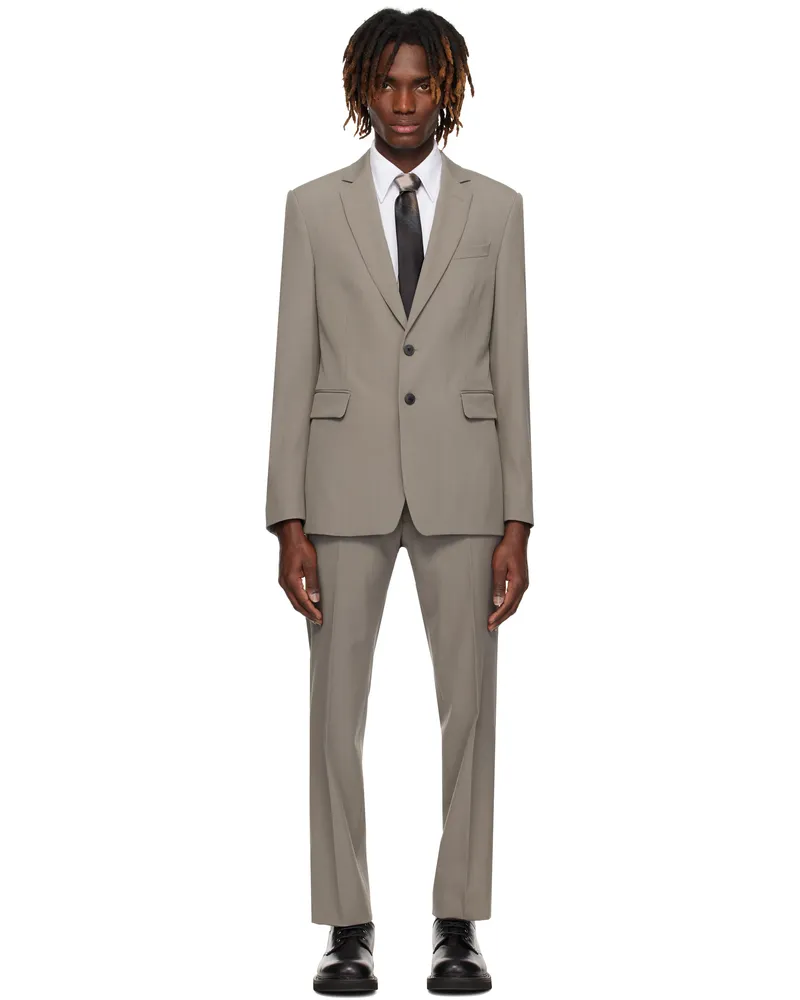 Dries van Noten Gray Slim Fit Suit Cement