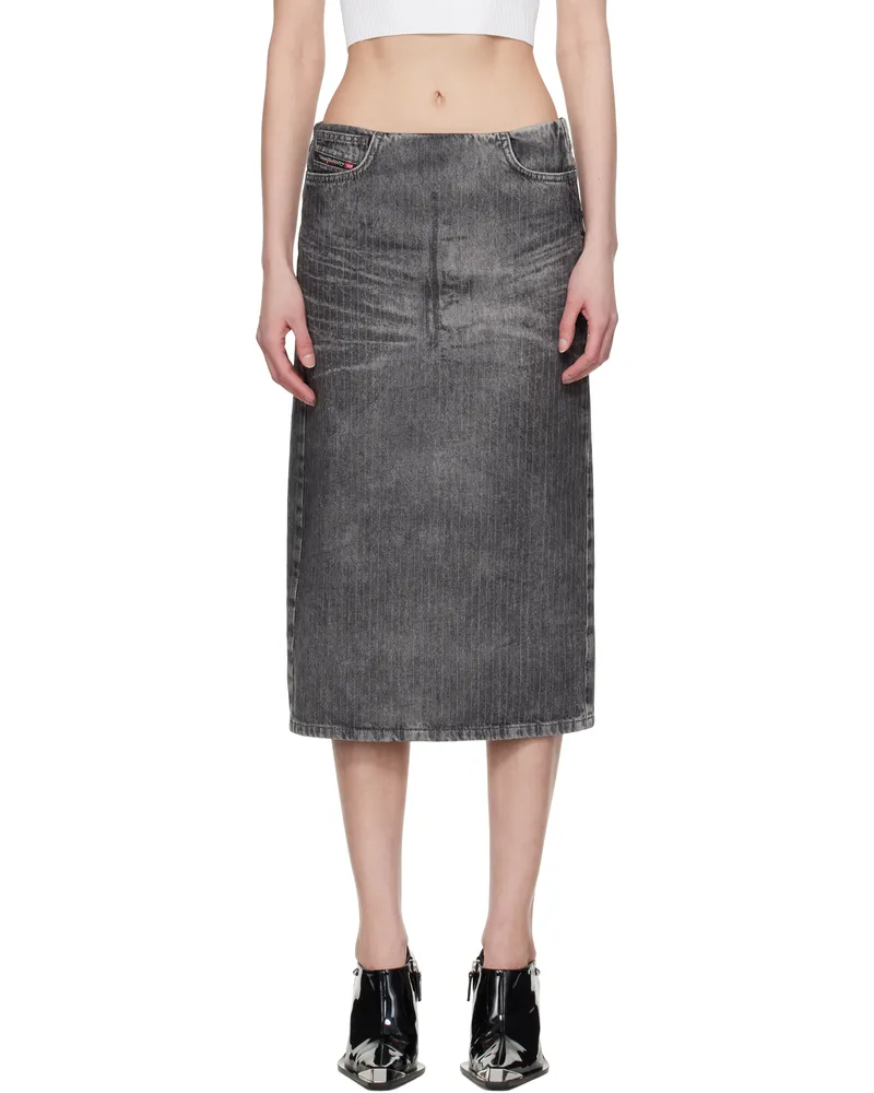 Diesel Gray De-Pra-S4 Denim Midi Skirt 02