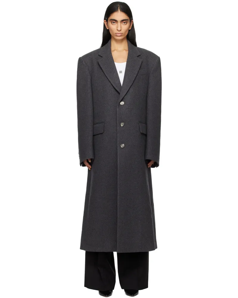 WARDROBE.NYC Gray Single Breasted Coat Charcoal