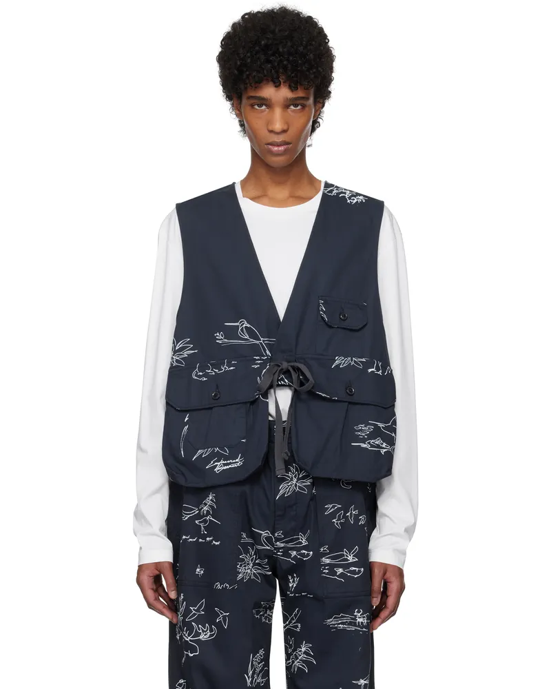 Engineered Garments Navy Fowl Vest Ct285