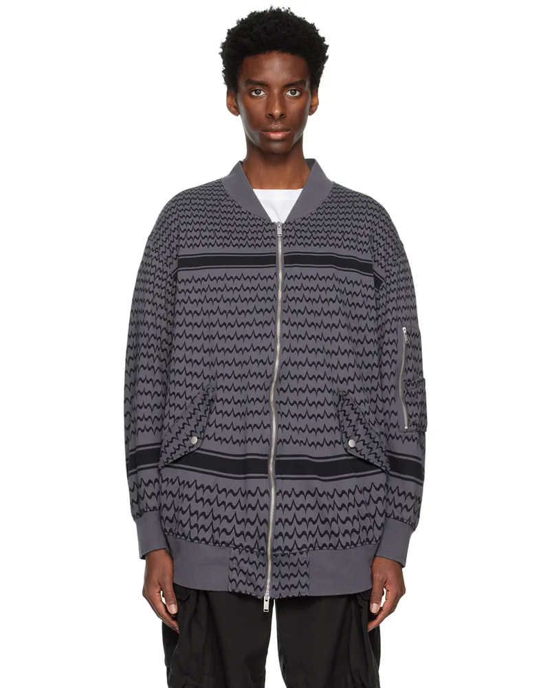 Undercover Gray Graphic Bomber Jacket Char