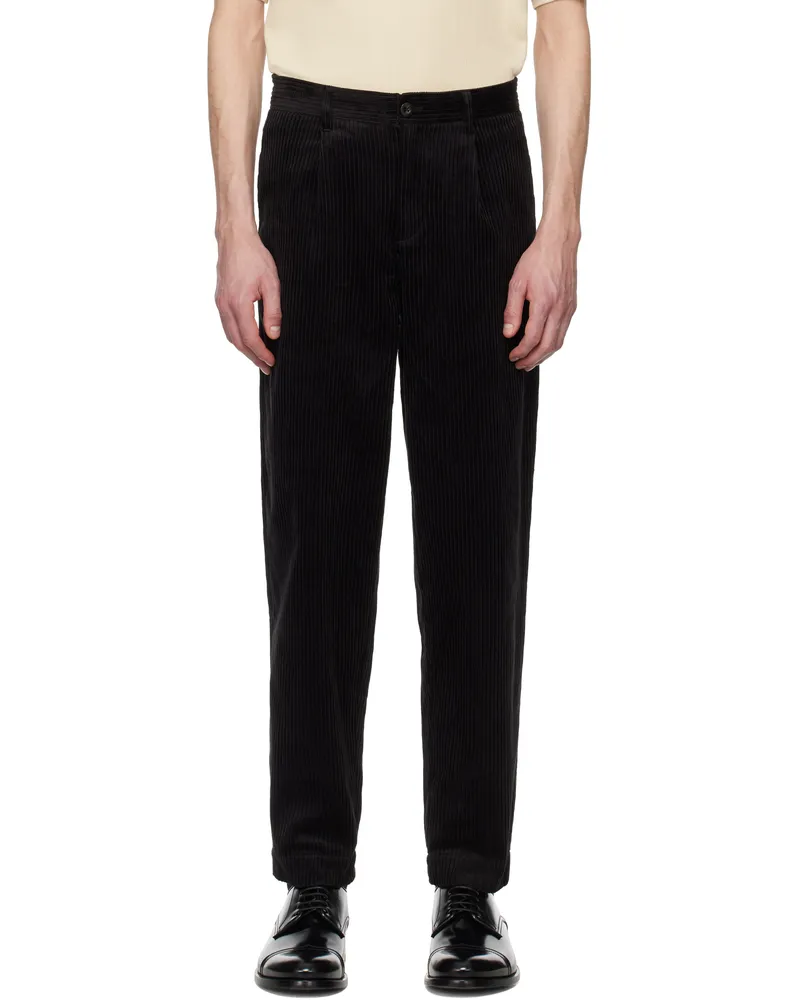Fred Perry Black Corduroy Tapered Trousers 102