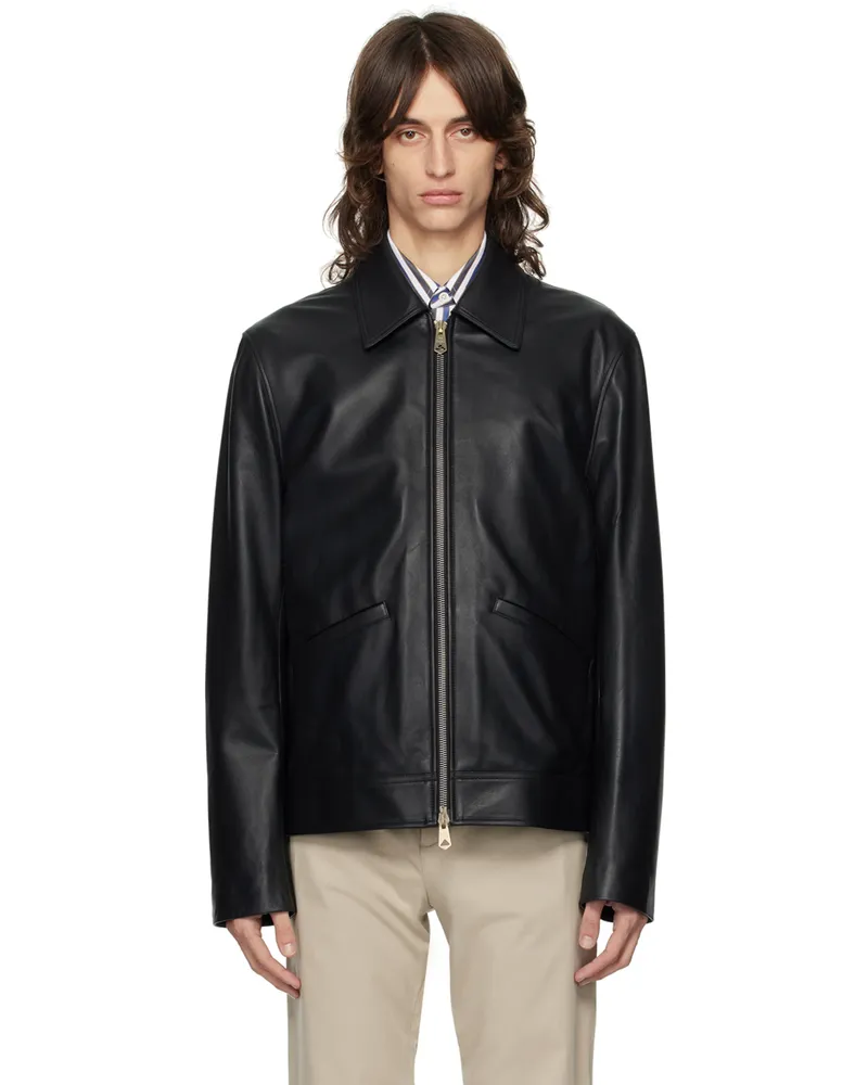Paul Smith Black Slim-Fit Leather Jacket 79