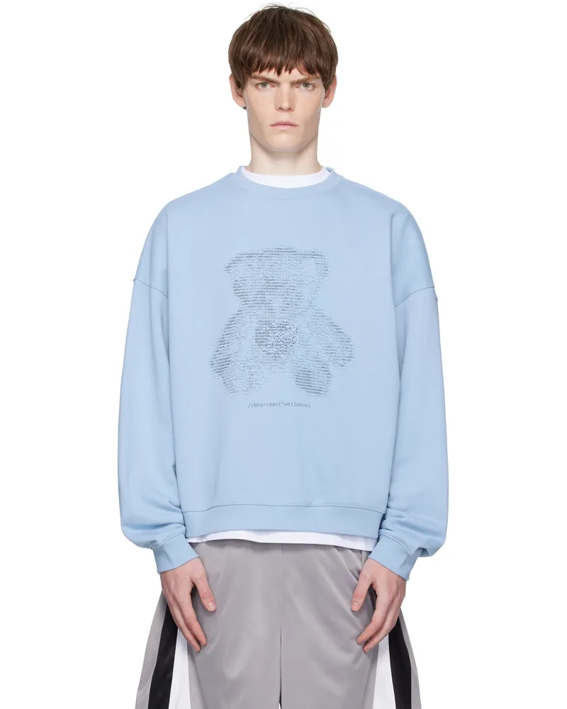 WE 11 DONE Blue Coding Teddy Sweatshirt Blue