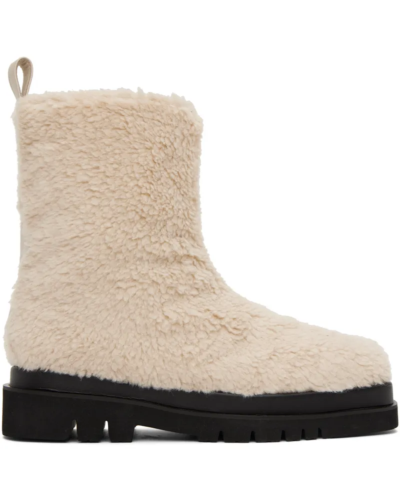 RECTO Off-White Alex Faux-Shearling Boots Cream
