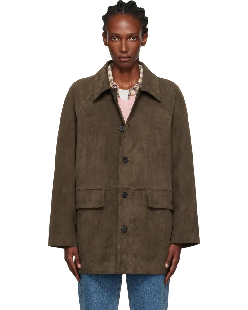 Dunst Brown Lily Faux-Suede Half Jacket Etaupe