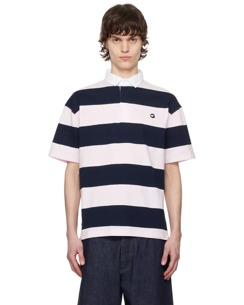 COPERNI Pink & Navy Striped Polo Pink-blue