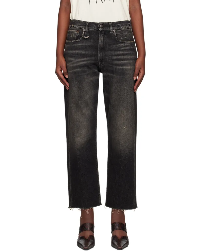 R13 Black Straight-Leg Boyfriend Jeans Abbey