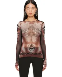 Jean Paul Gaultier Orange 'Safe Sex' Long Sleeve T-Shirt Nude