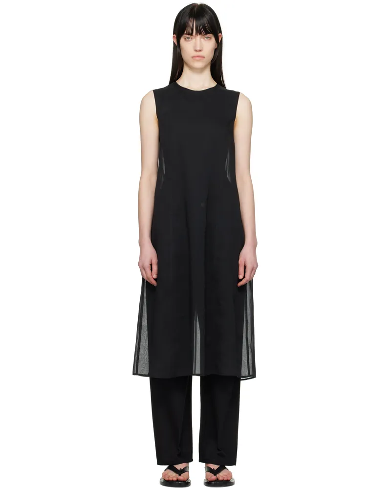 AMOMENTO Black Sheer Midi Dress Black