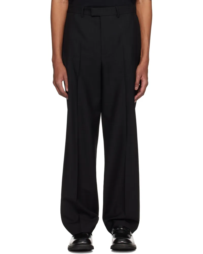 Róhe Black Straight Leg Half-Elasticated Trousers Black