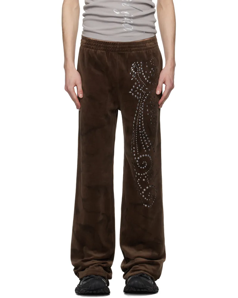 Praying Brown Velvet Flared Sweatpants Brown