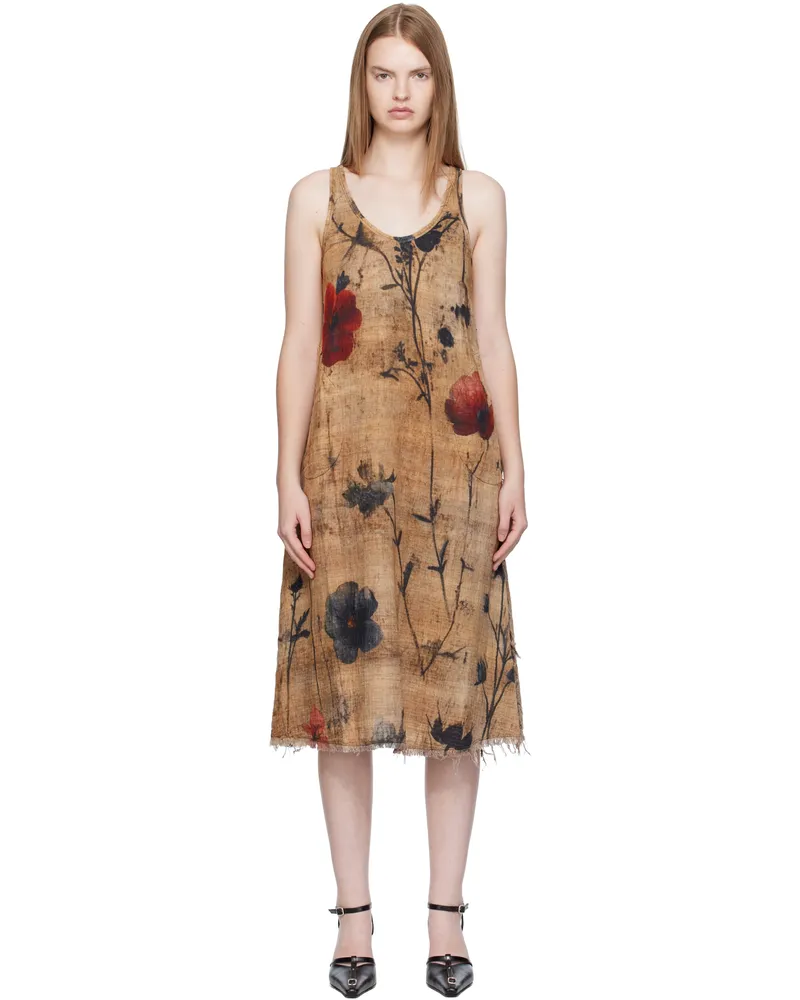 R13 Brown Reversible Tank Midi Dress Plaid