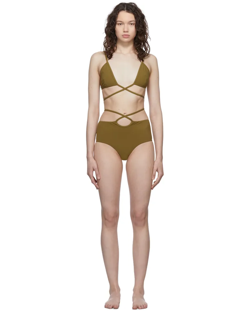 Christopher Esber Khaki Looped Tie Bikini Kombu