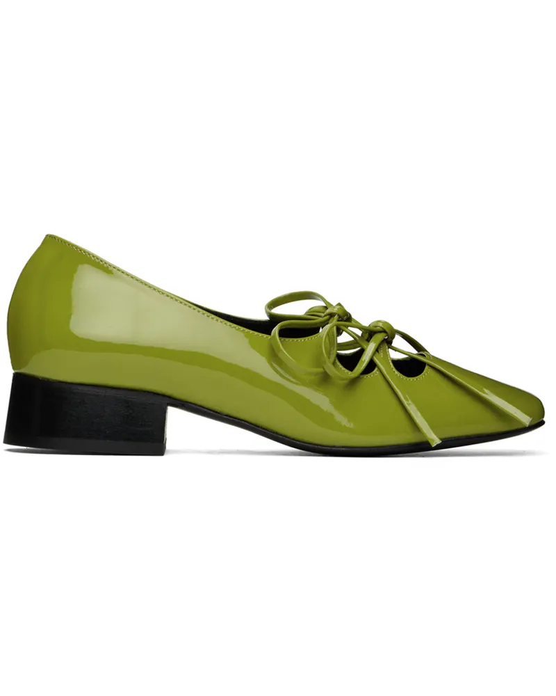 NICOLE SALDAÑA Green Isabel Ballerina Flats Chartreuse