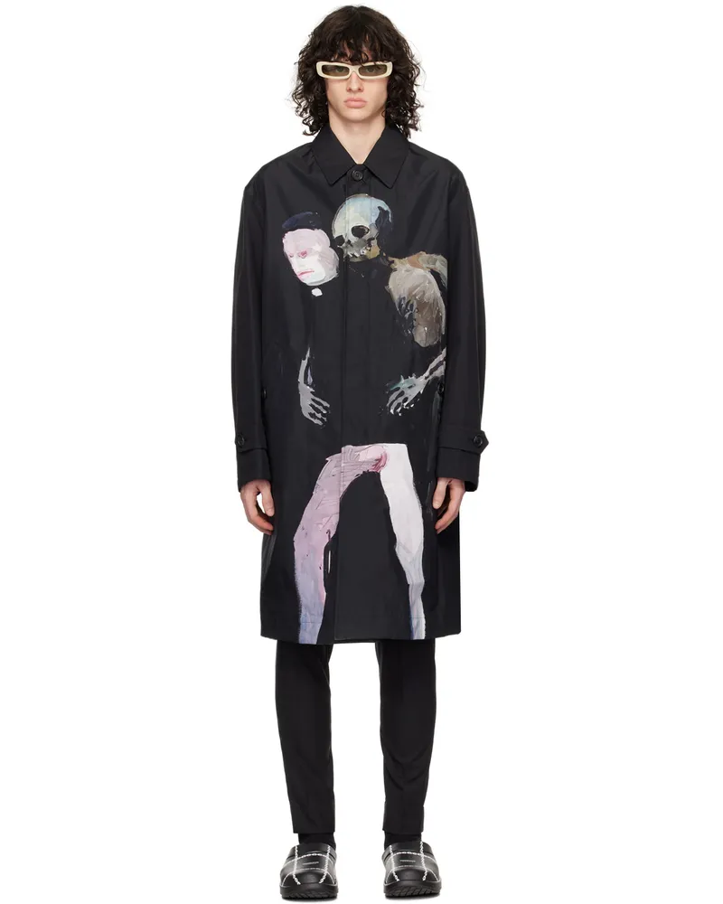 Undercover Black Print Coat Black