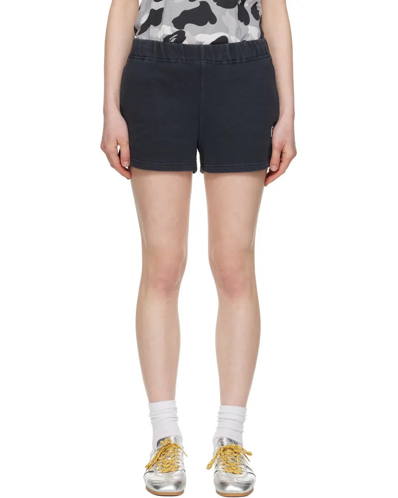 BAPE Black Pigment Dyed One Point Sweat Shorts Black