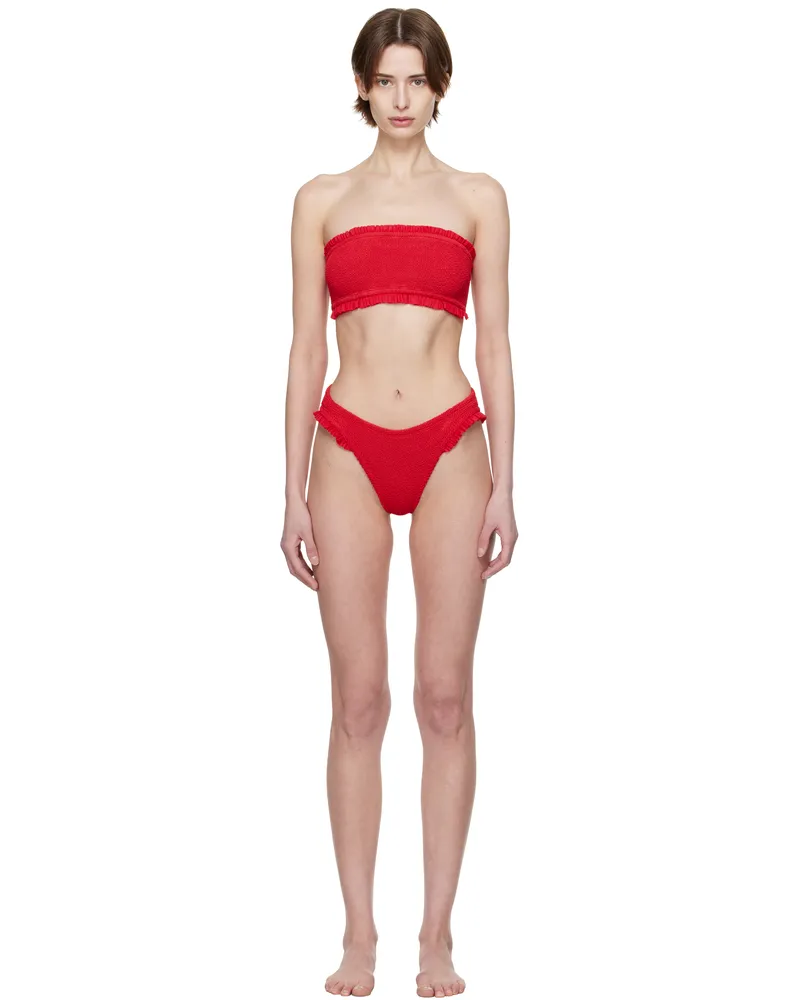 Hunza G Red Tracey Frill Bikini Red