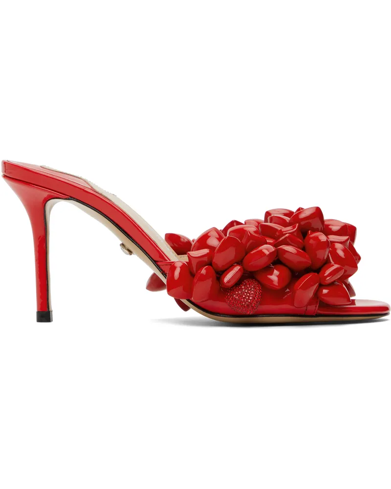 Mach & Mach Red Puffy Heart Patent Mules Red